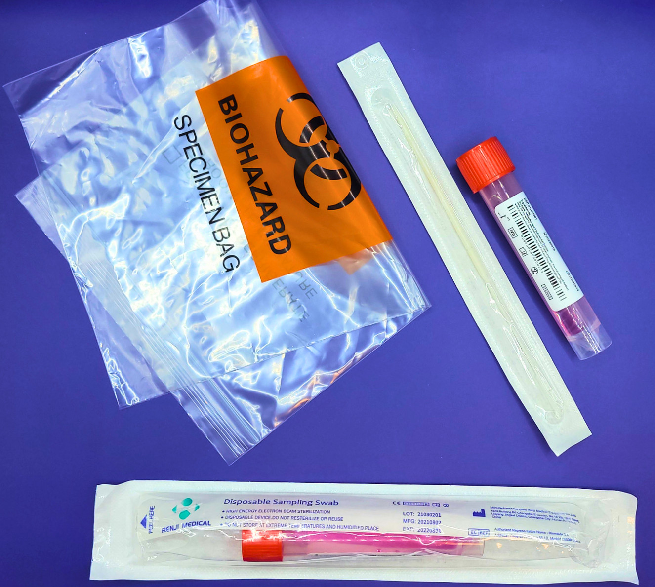 Viral Transport Medium (VTM) Collection Kits, (Nasal Swab) with Biohazard Bags
