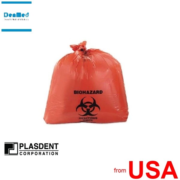 PLASDENT WASTE BAGS 10 AG BIO HAZARD WASTE BAG- RED (250pcs/box) ( 6 pcs 420922