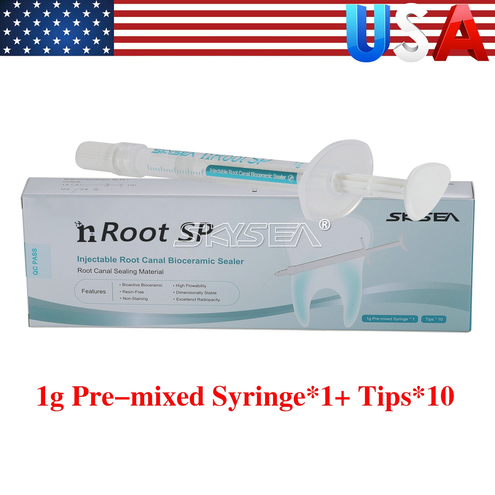 1g nRoot SP Injectable Root Canal Bioceramic Sealer 1g Syringe + 10Tips Dental