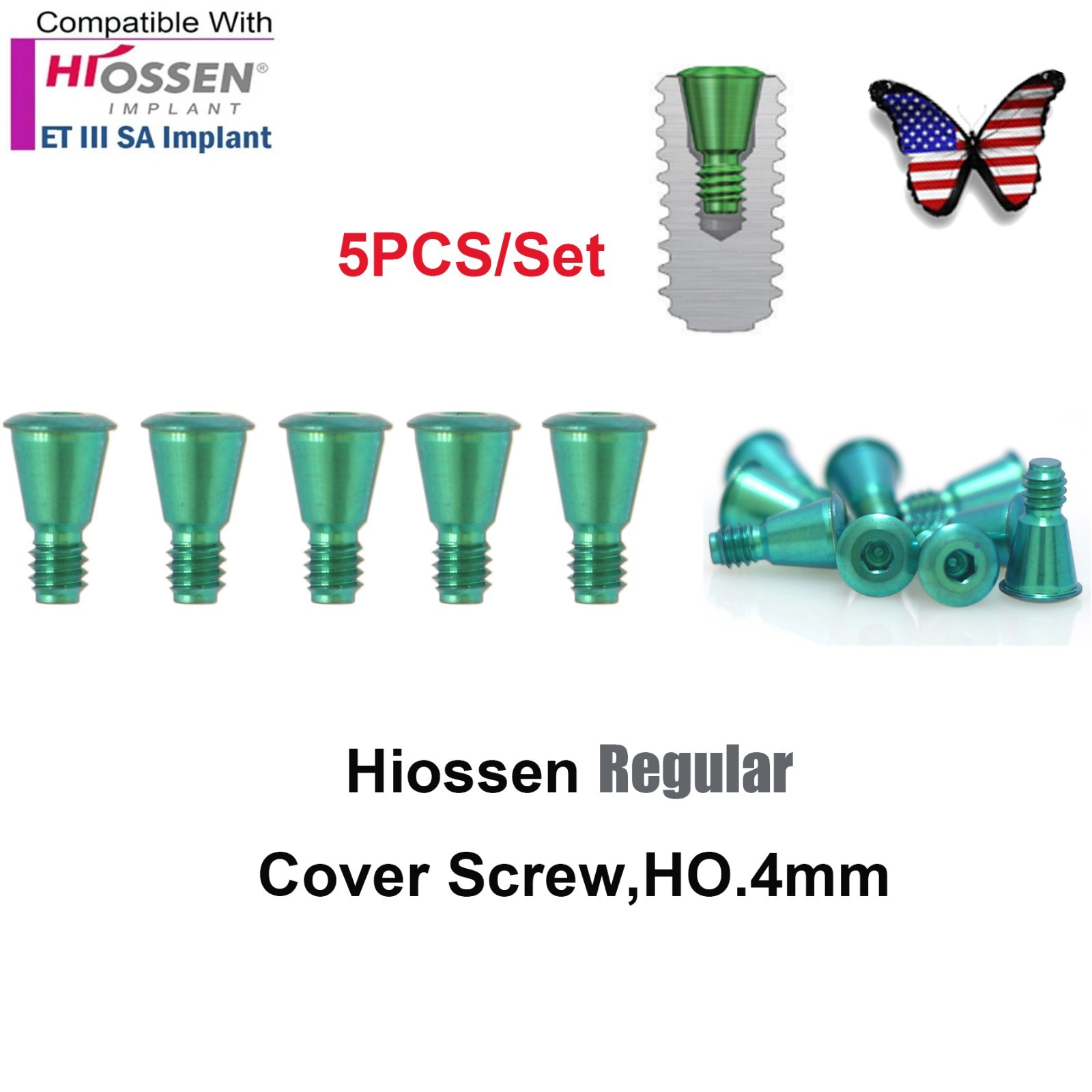 US Mini & Regular Cover Screw Healing Closure Cap Fits Hiossen ET Osstem TS Hex