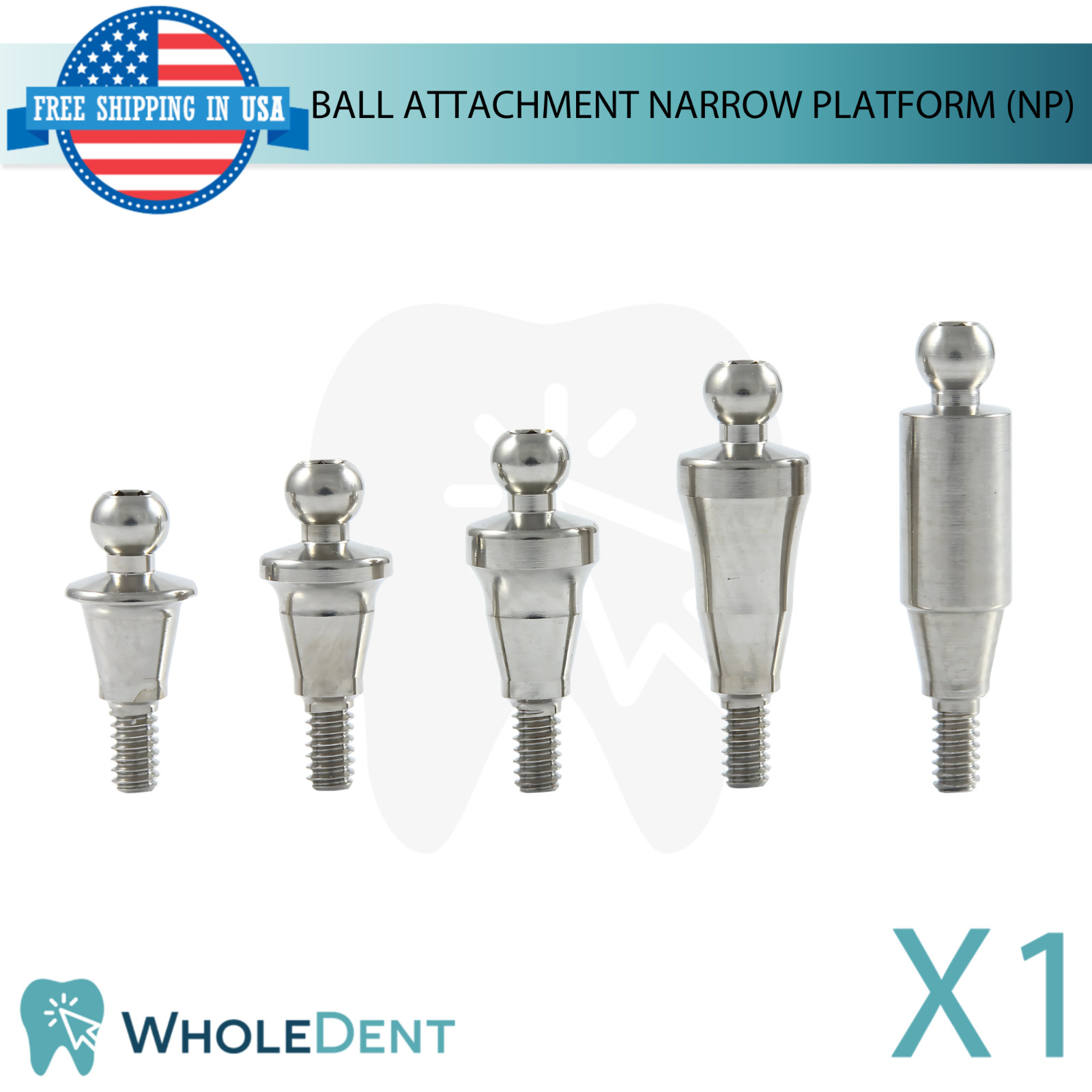 Straight Ball Attachment Narrow Platform Ø3.8mm Conical Hex 2.25mm System