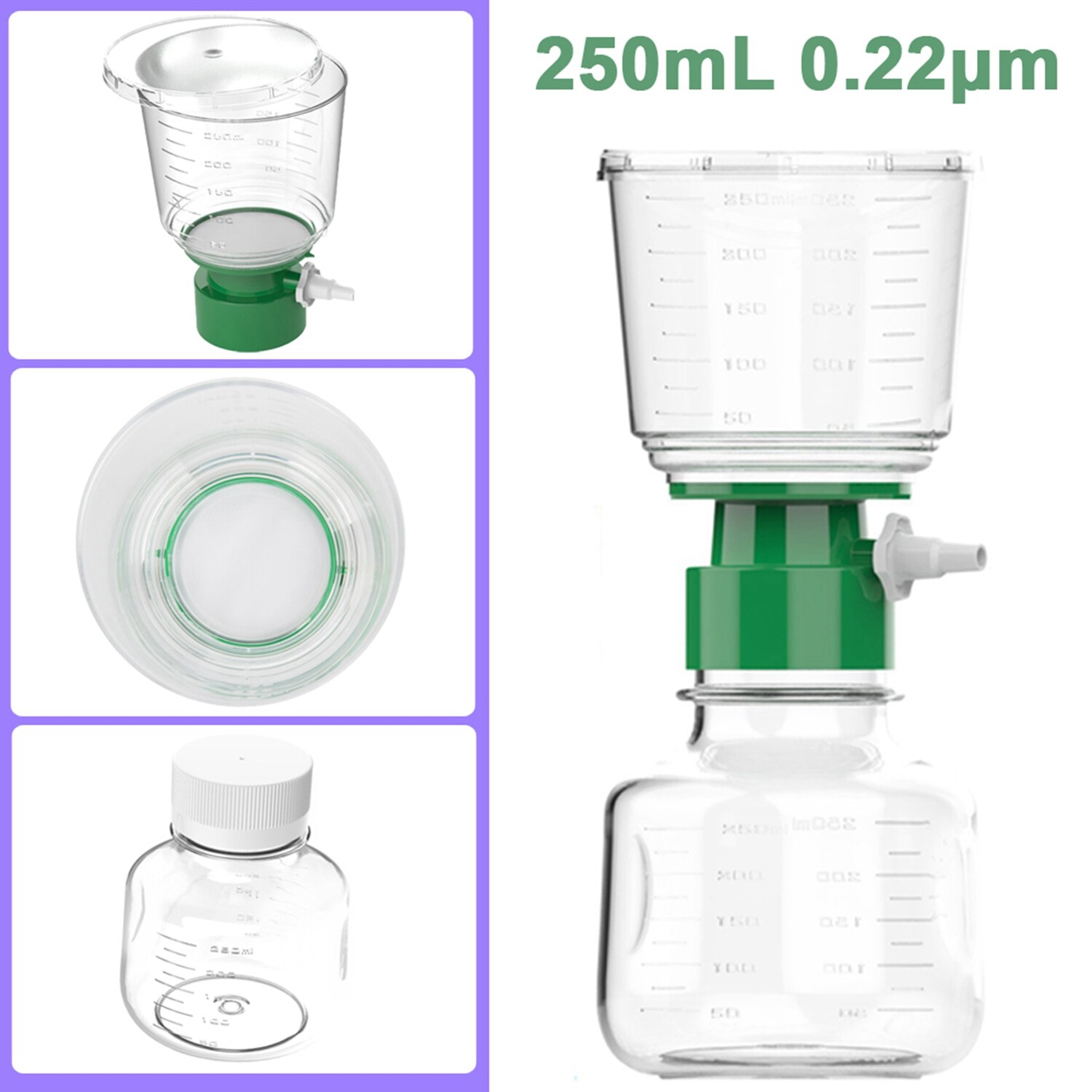 250mL/500mL Sterile Vacuum Bottle Top Lab Filtration System0.22um Disposable PES