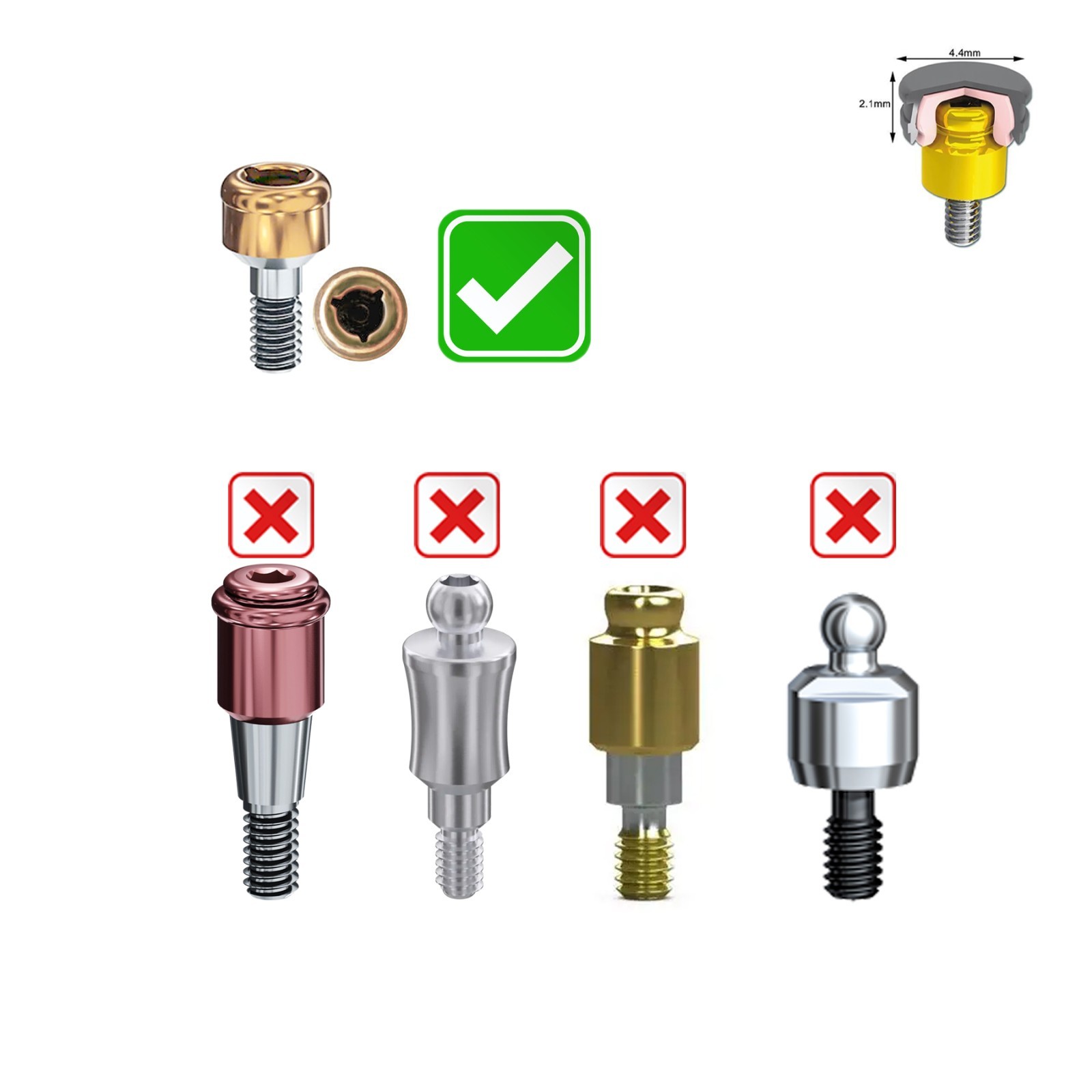 Dental Overdenture Locator Abutments Retention Caps Implant Male Cap Inserts Set