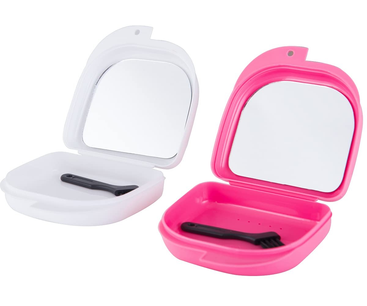 Retainer Case with Mirror, Mouth Guard Case, Orthodontic 2 Count (Pack of 1)