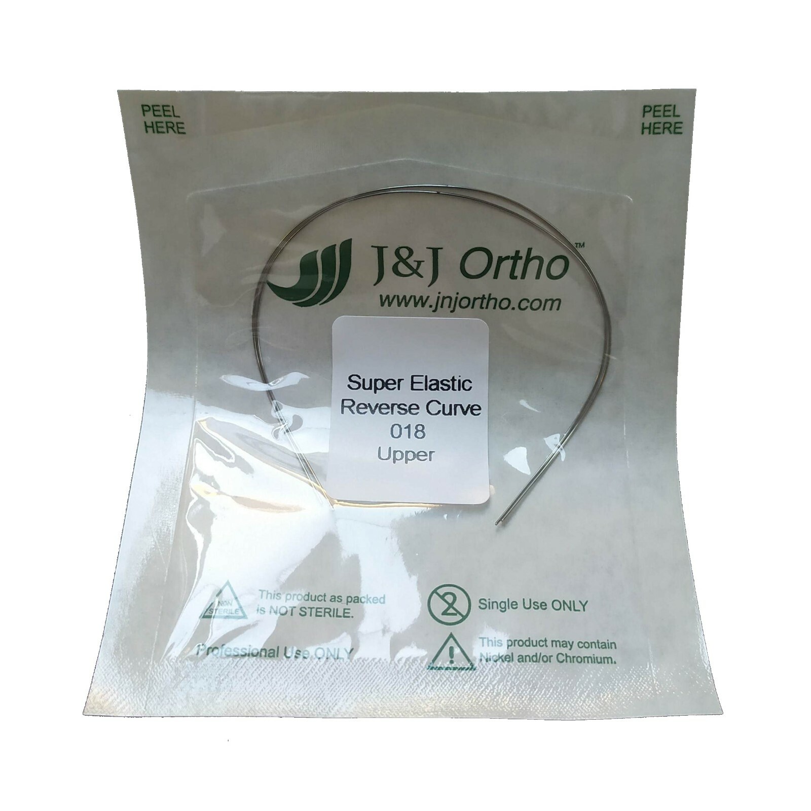 J&J Ortho™ Orthodontic NiTi Reverse Curve Arch Wire Rectangle(2/pk) Curved Tail