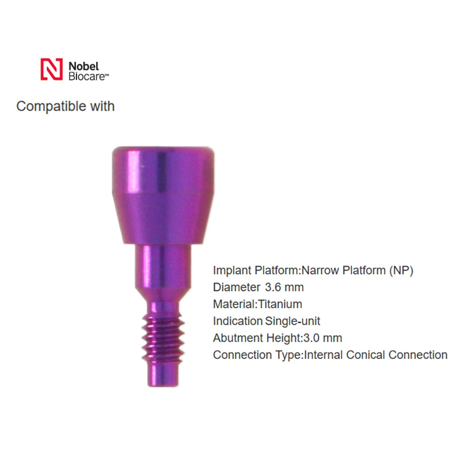 Dental Healing Abutment Fits Nobel Biocare Conical Connection NP RP All Platform
