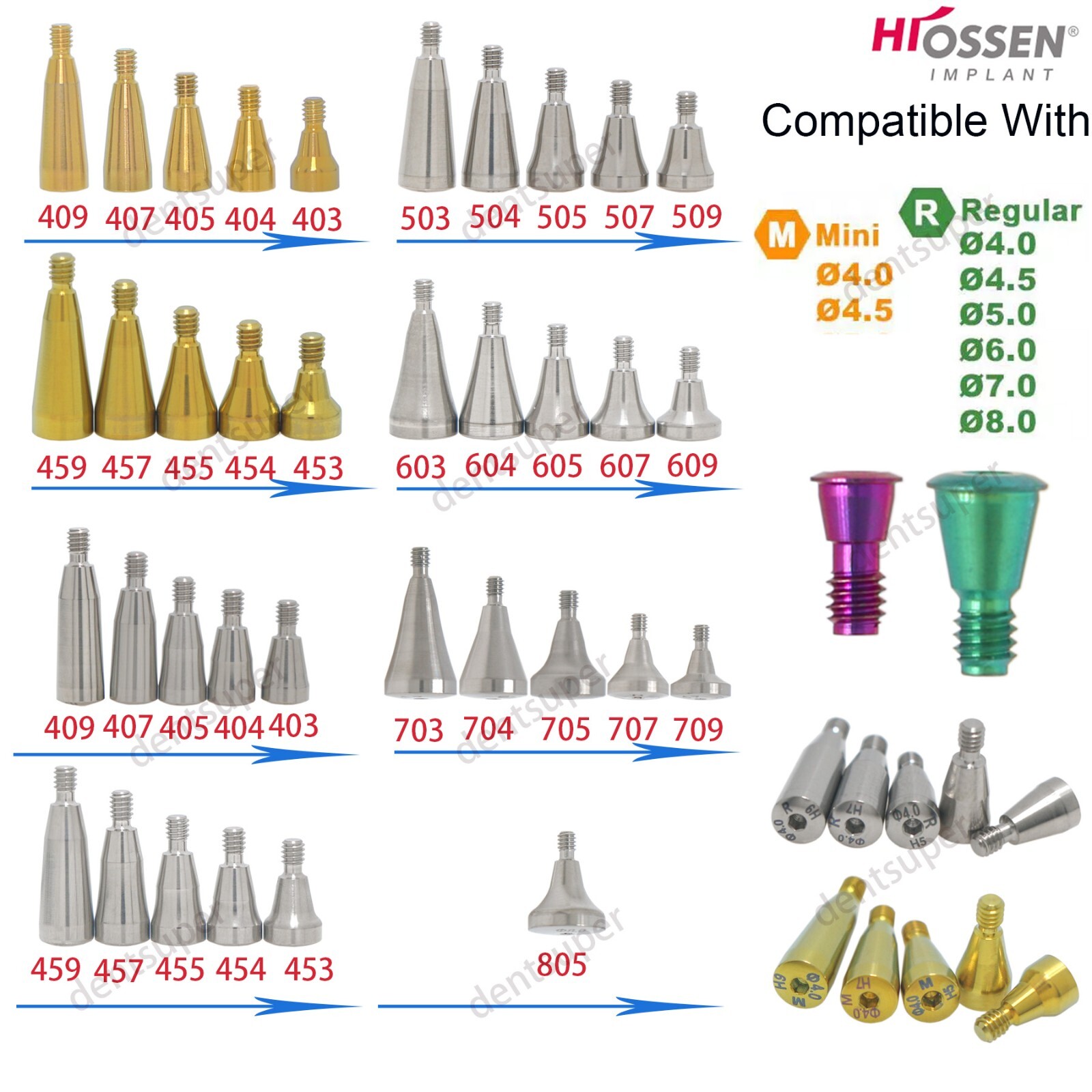 US Hiossen/Osstem Implant Healing Abutments/Locator Tapered Caps Core Tool PEEK