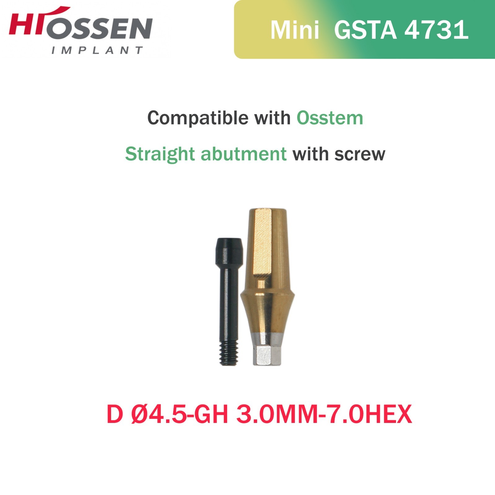 Hiossen Straight Transfer Abutment Components ET III SA Implant MINI/Regular Hex