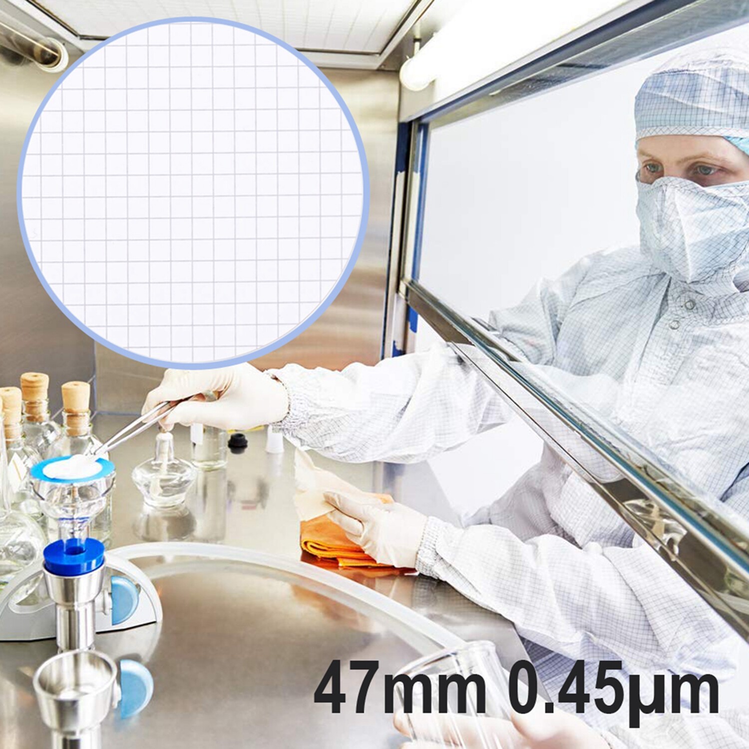 0.45µm/47mm MCE Membrane Filter Gridded Sterile,Hydrophilic,Lab Filters