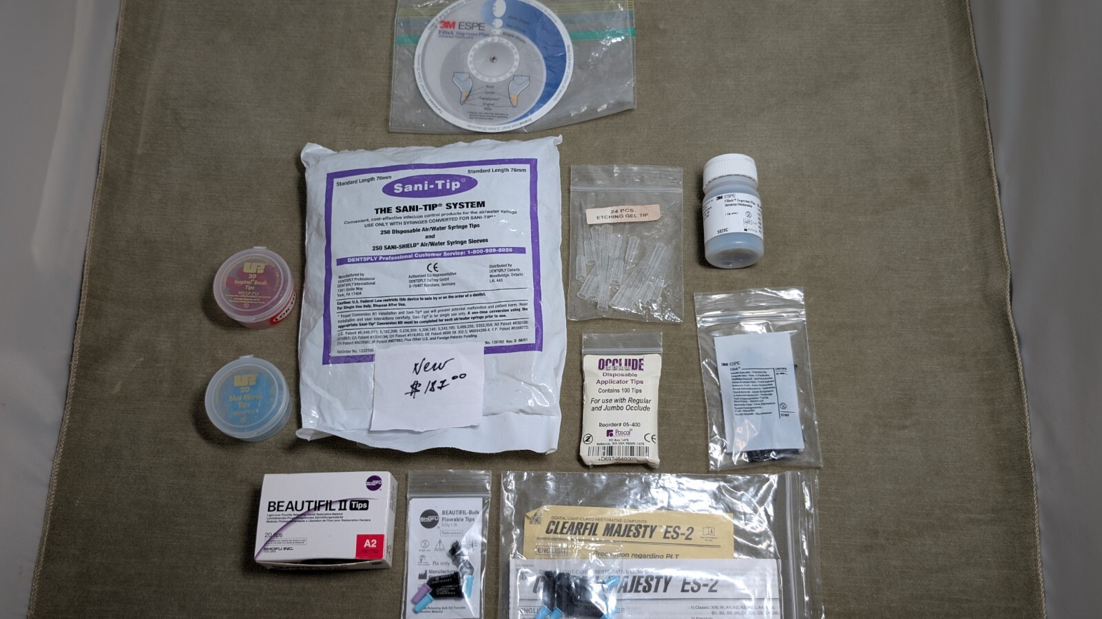 Lot of Dental Tips: Brush Micro Sani-Tip Gel Dispensing Disposable and more