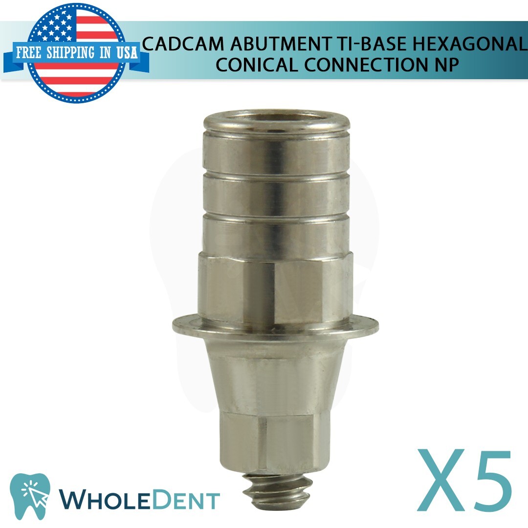 5x Dental Narrow Anti Rotational Titanium Base Conical Hex 2.25mm Connection