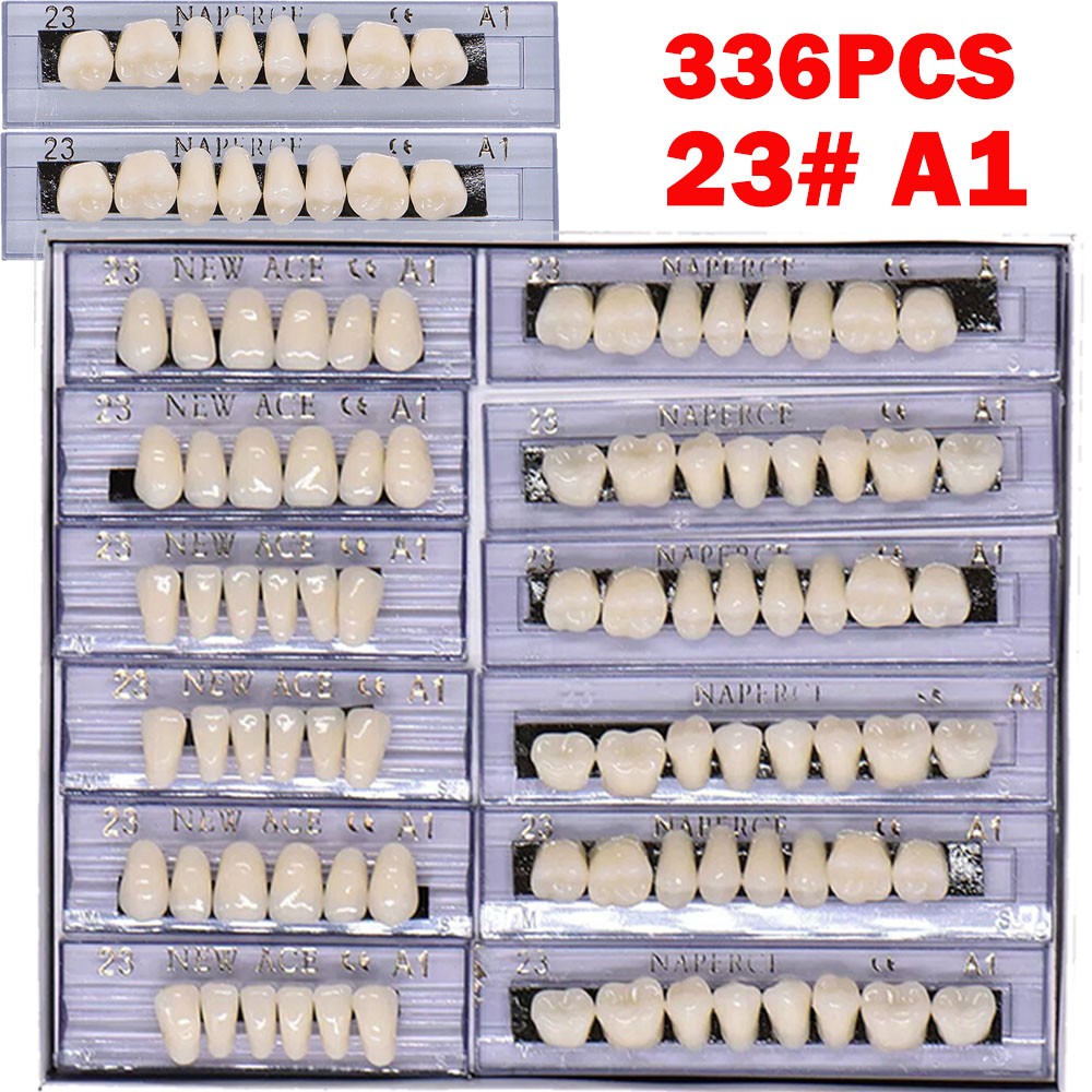 336Pc Dental Acrylic Resin False Teeth 23# Shade A1 Denture Full Upper Lower NEW