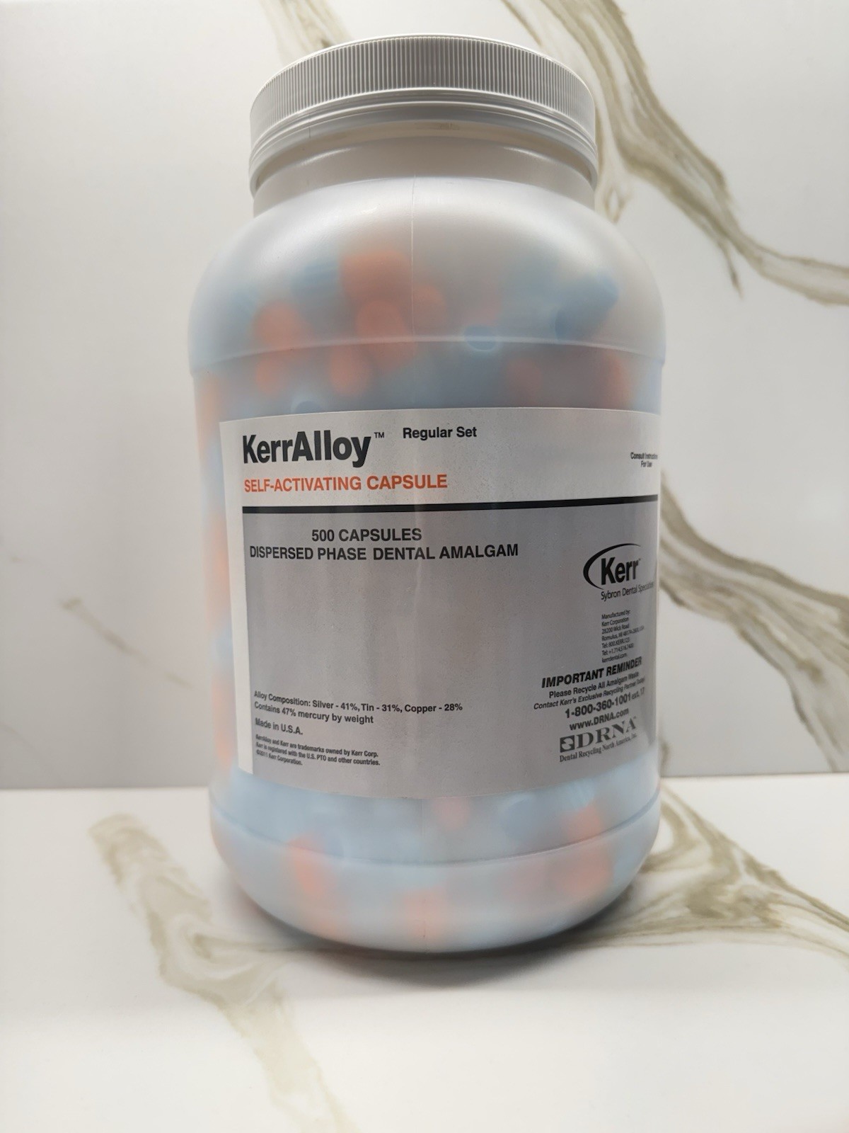 DENTAL ALLOY KERR , 50 CAPSULES, SIMILAR CONTOUR, 1 SPILL REGULAR SET