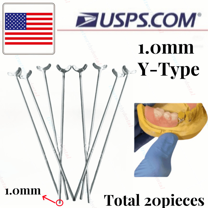 1.0mm 20Pcs Dental Ball Retainer J Clasp Oblique Clasps Bars Y-Type Scheu Style