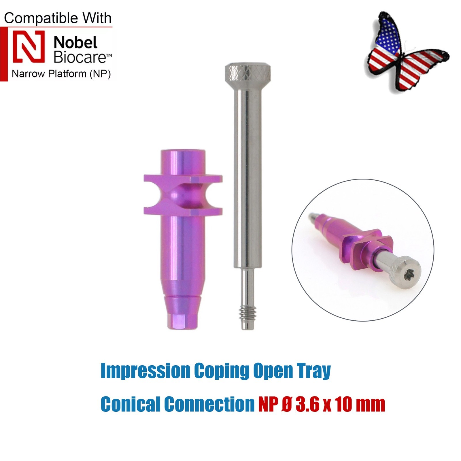 US Nobel Dental Impression Coping Open Closed Tray & Lab Analog Fit NP RP Alloy