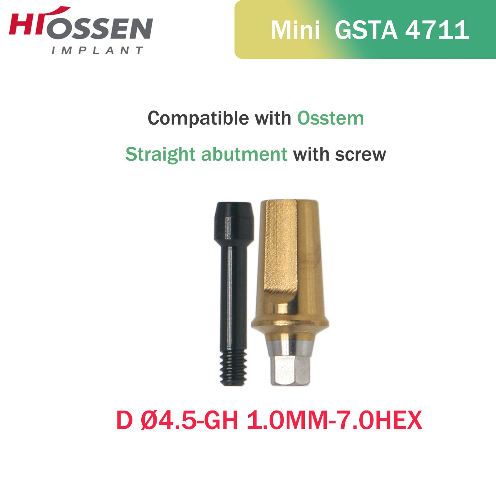 Hiossen Straight Transfer Abutment Components ET III SA Implant MINI/Regular Hex