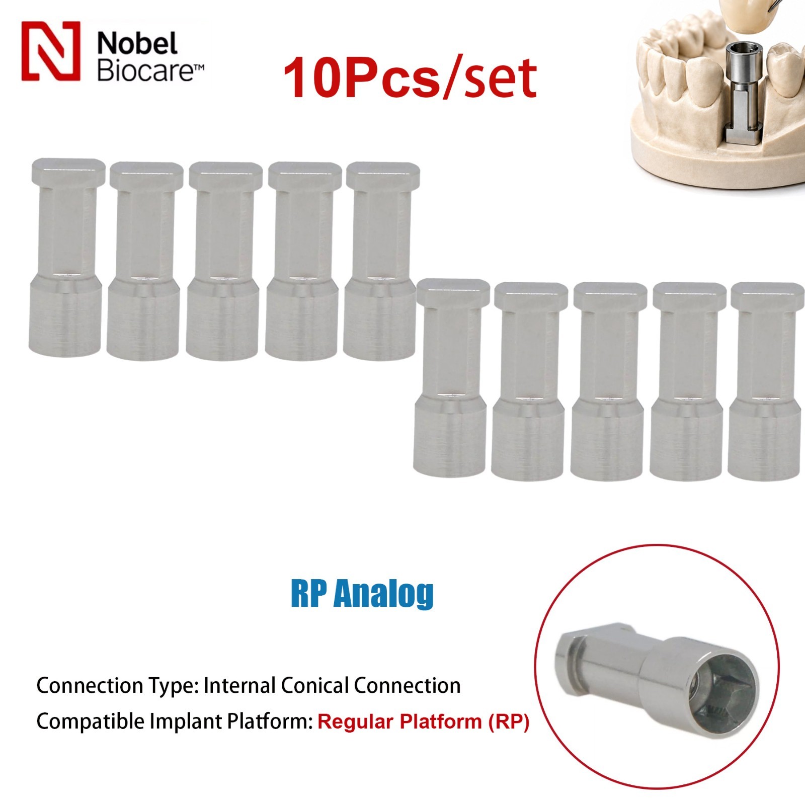 US 10Pcs Impression Transfer Coping Open Closed Tray fits Nobel Active NP RP Hex