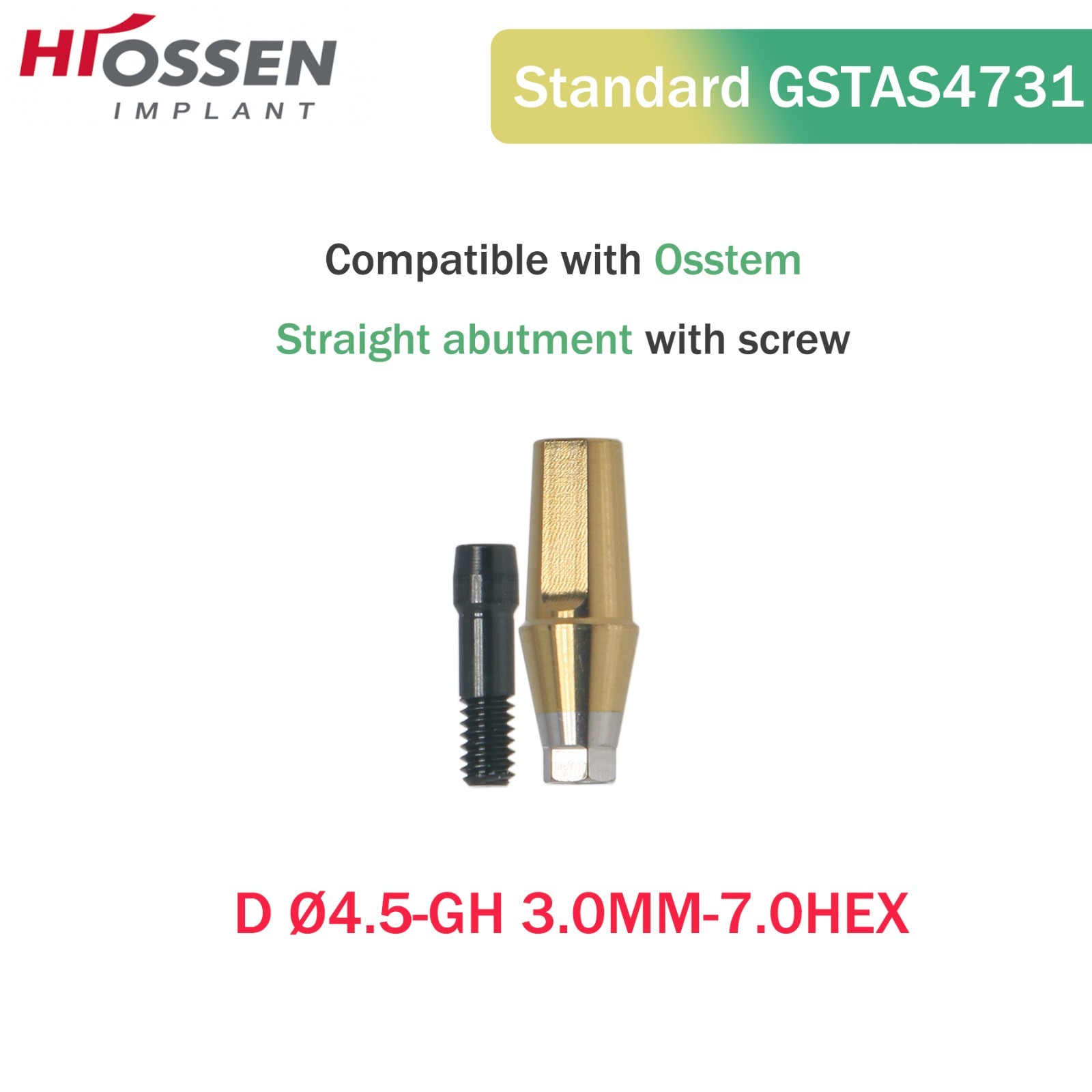 Hiossen Straight Transfer Abutment Components ET III SA Implant MINI/Regular Hex