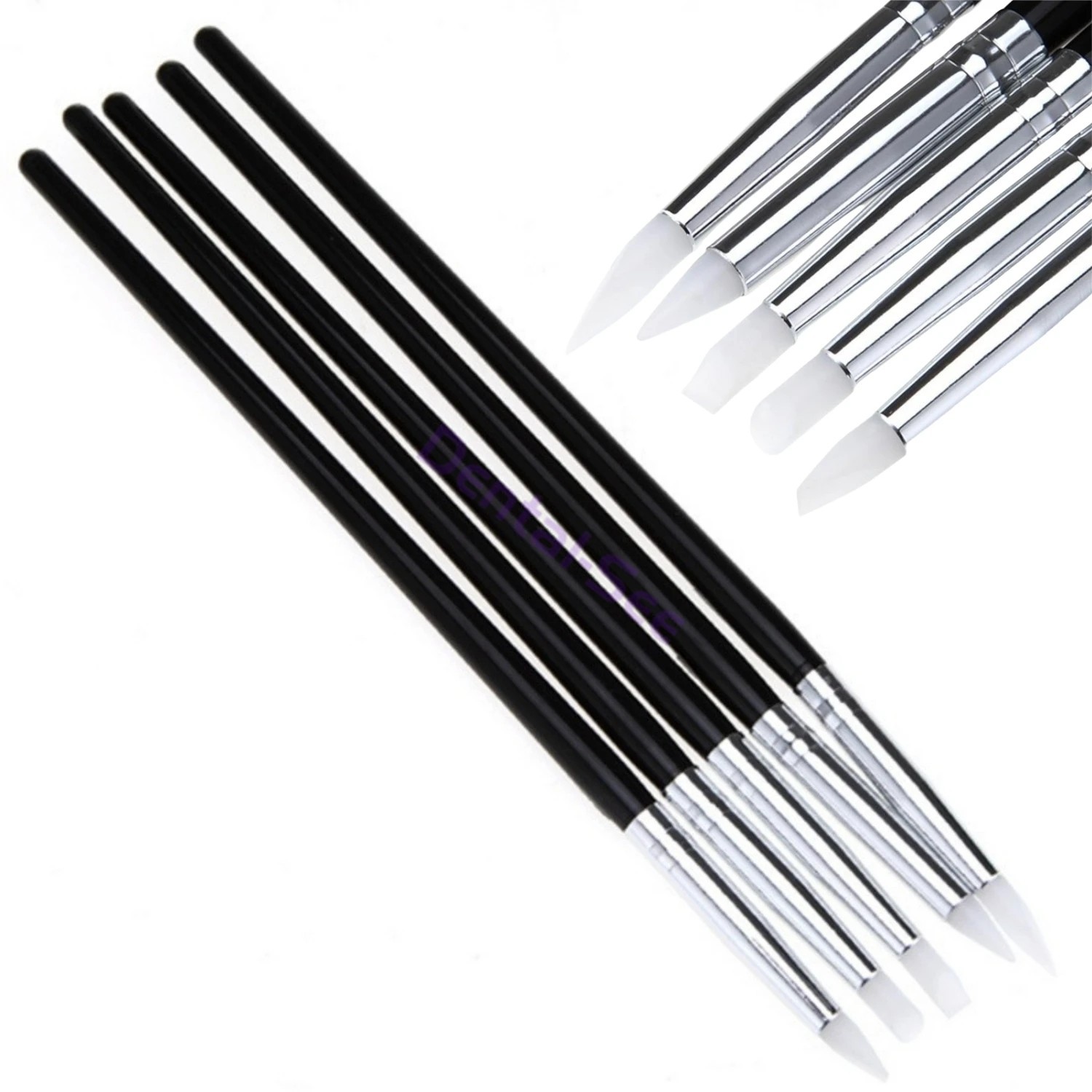 5Pcs/Kit Dental Composite Silicone Brush Pen Resin Veneer Cement Porcelain Pen
