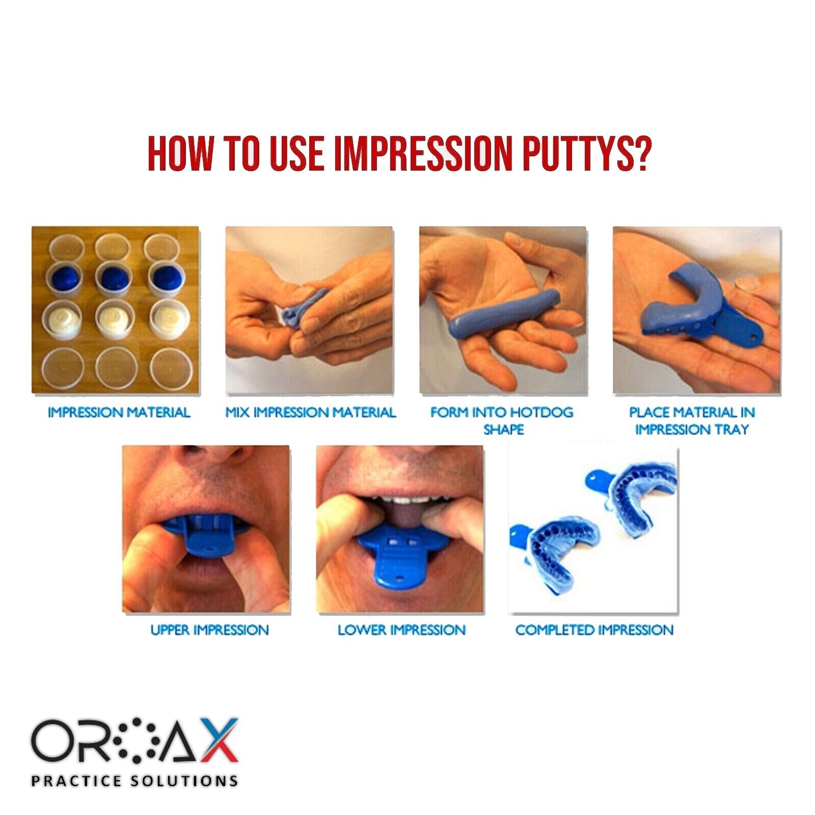 Hydrophilic Dental Impression Putty Set, Blue & White – Fast Setting Firm