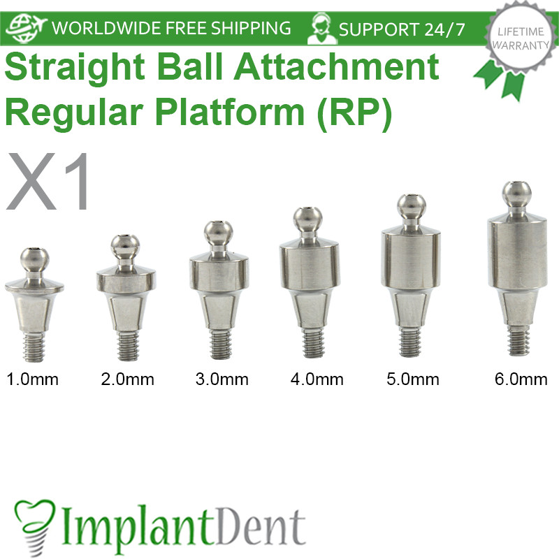1x Dental Straight Ball Attachment Regular Platform Conical Hex System 2.65mm