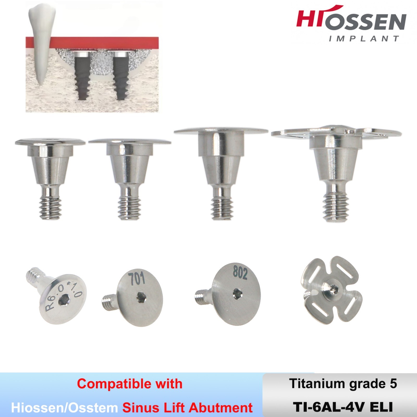 Implant Sinus Lift Temporary/Straight Transfer/Angled Abutments Fits Hiossen Oss
