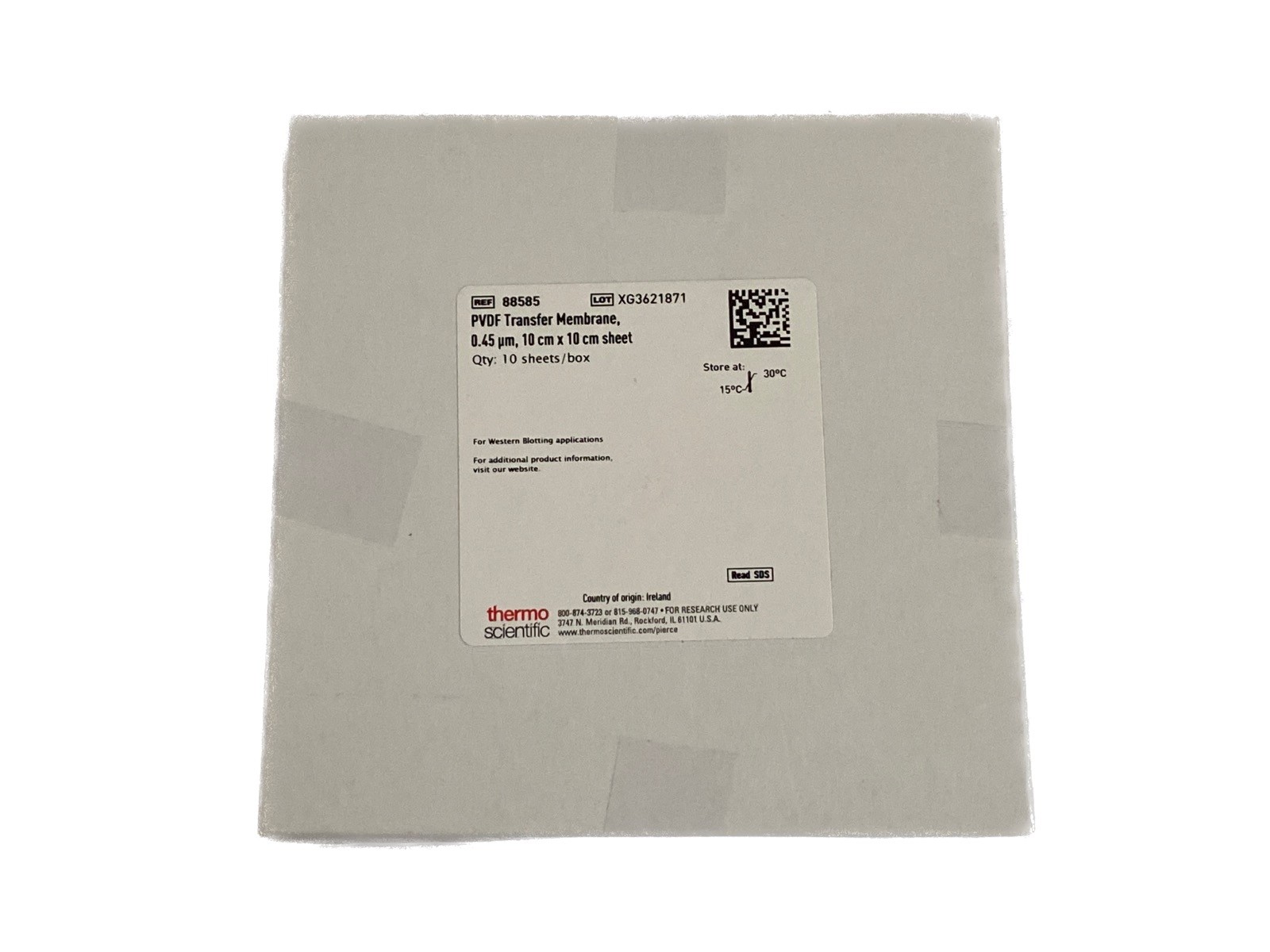 (10/Pk) THERMO Pierce Gel Blot PVDF Transfer Membrane 0.45um 10x10cm 88585