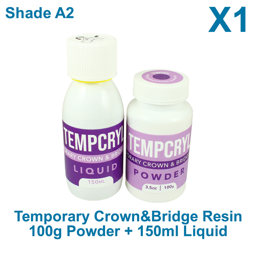 1x Dental Tempcryl Self Curing Acrylic Resin Set Powder 100g & Liquid 150ml A2