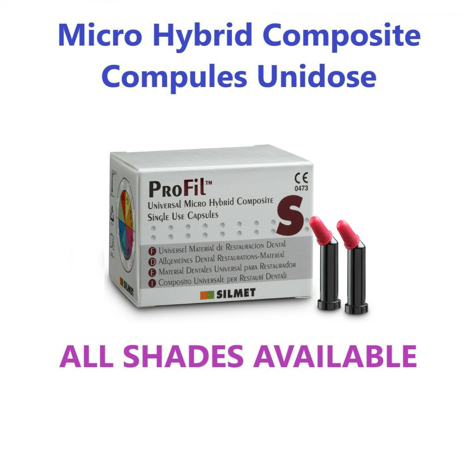 Silmet ProFil Dental Micro Hybrid Composite Compules Unidose All Shades, 20/Box