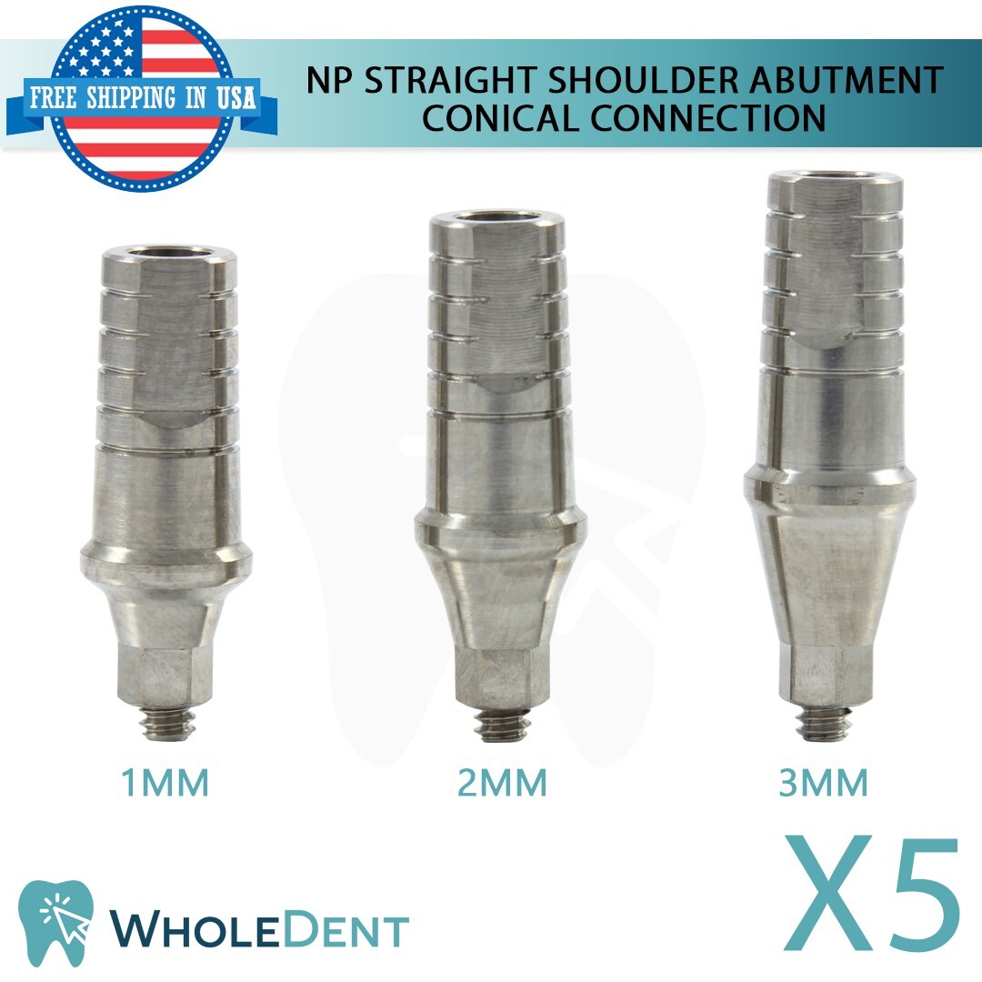 5x Narrow Platform Conical Connection Straight Shoulder Abutment Dental Ø4.0mm