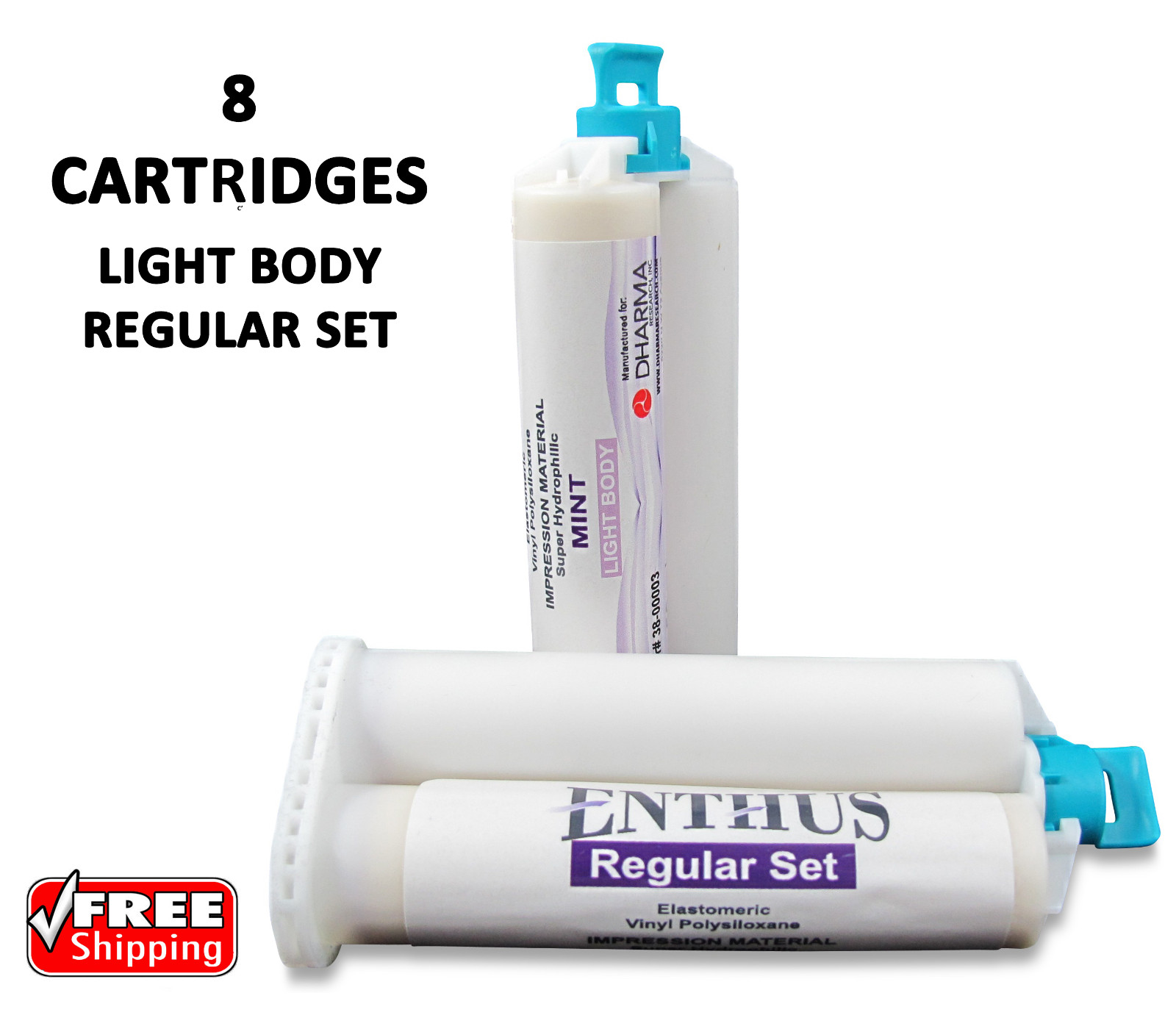 Enthus LIGHT BODY VPS Impression Material REGULAR Set 8 X 50ML Cartridges PVS