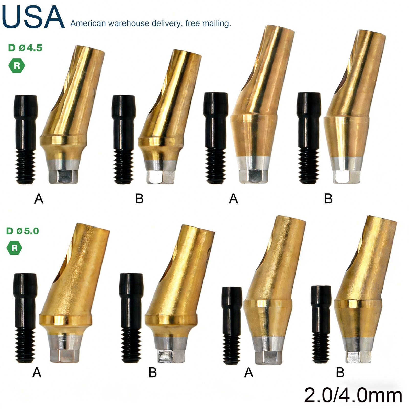 US Dental 17° Angled Anatomic Cemented Abutment for Hiossen ET OSS Regular Mini