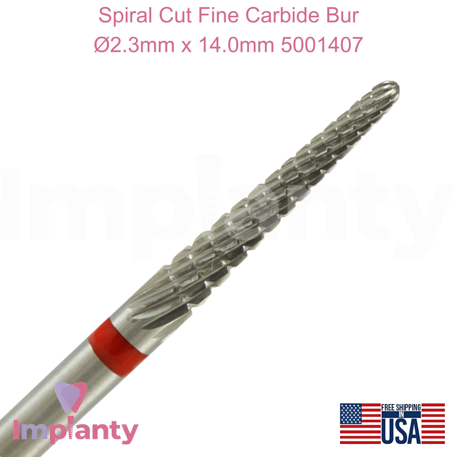 Spiral Cut Fine Grit Carbide Dental Bur Ø2.3mm x 14.0mm 5001407 Dentistry Tool
