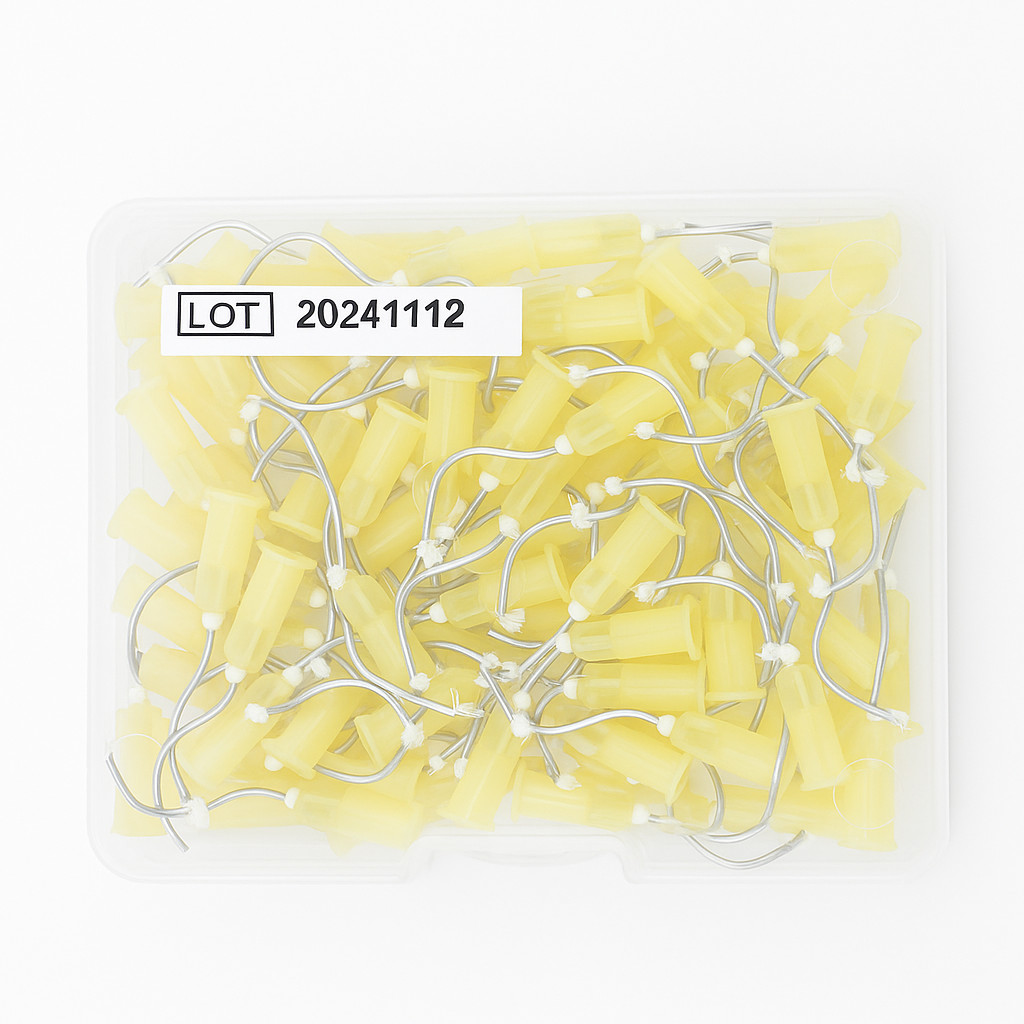 Alpine – Yellow Infusor Tips Bent Metal 100/pk. REF# AD034 Compare to Stat-Flo