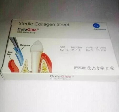 Dental Pack Of 10 New Colo Gide Sterile Collagen Sheet GTR Membrane 10 x 15mm
