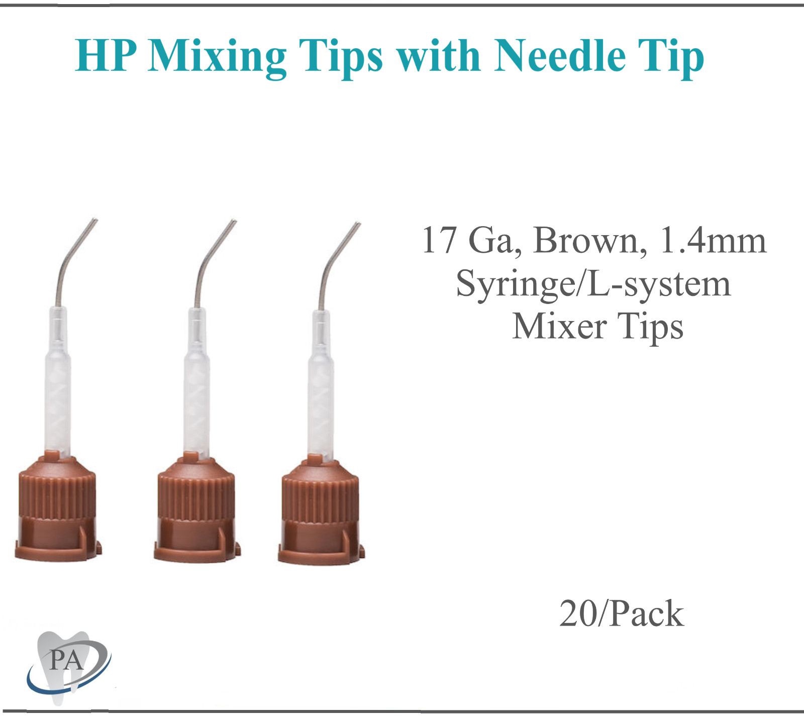 Dental ACTIVA HP Mix Tips Brown BendabIe Tip 1.4 mm Core Buildup Marterial, 20Pk
