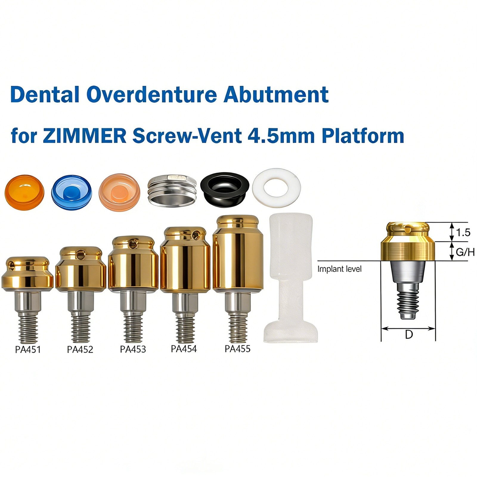US Implants Locator Abutment Caps for Zimmer Tapered Screw-vent 4.5 Internal-Hex