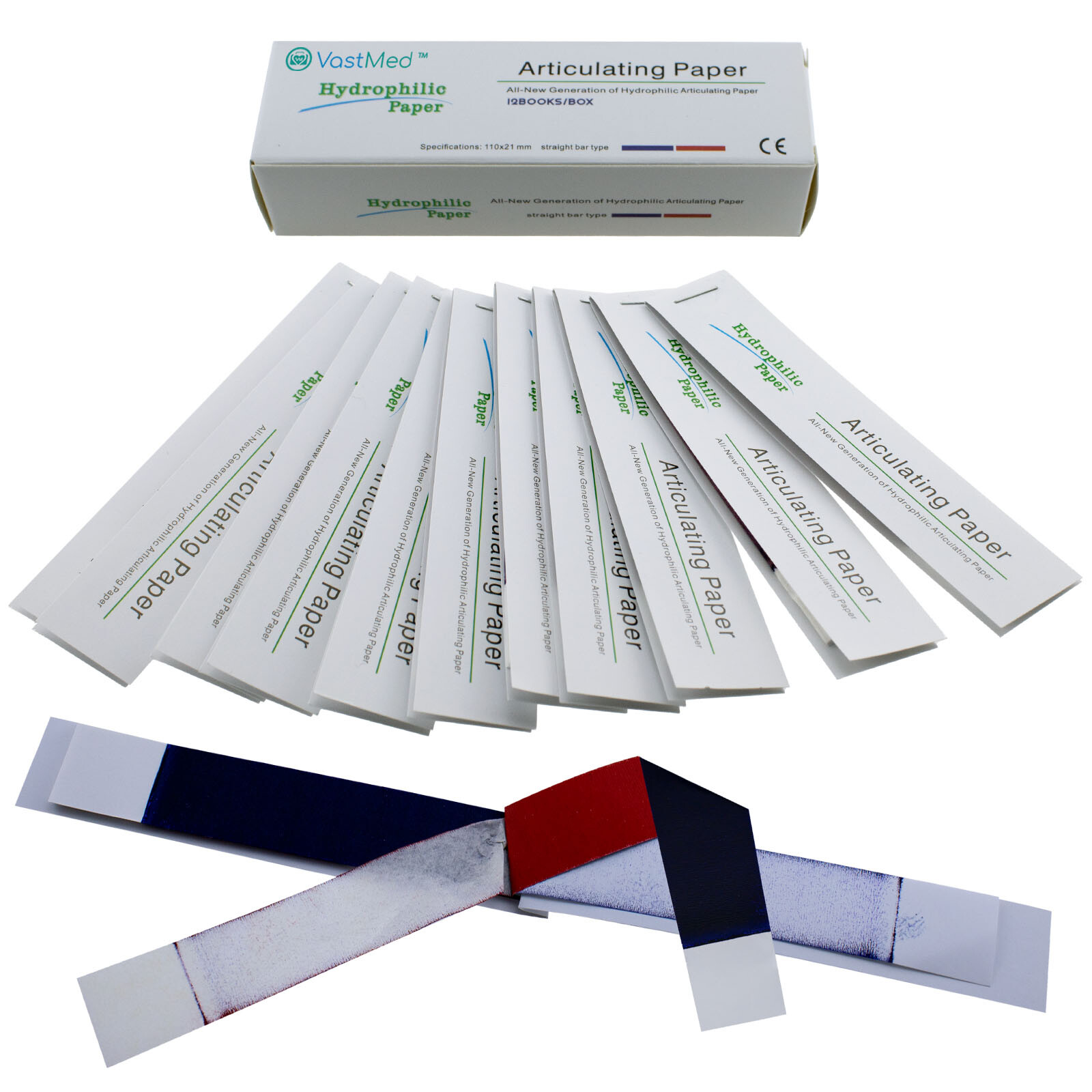 Dental Articulating Papers Double Sided Strips Red/Blue Thin/Think Bite Paper