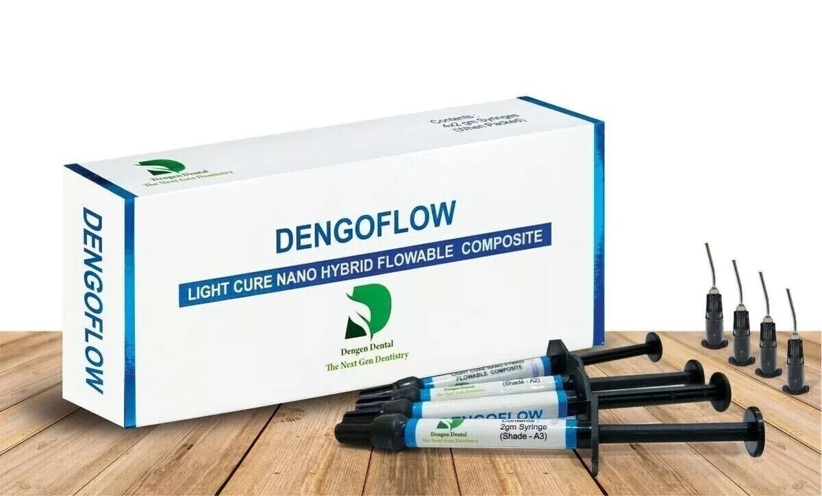 Dental DENGEN Flow Resin Light Cure Composite Flow Resin Nano Hybrid 4x2g