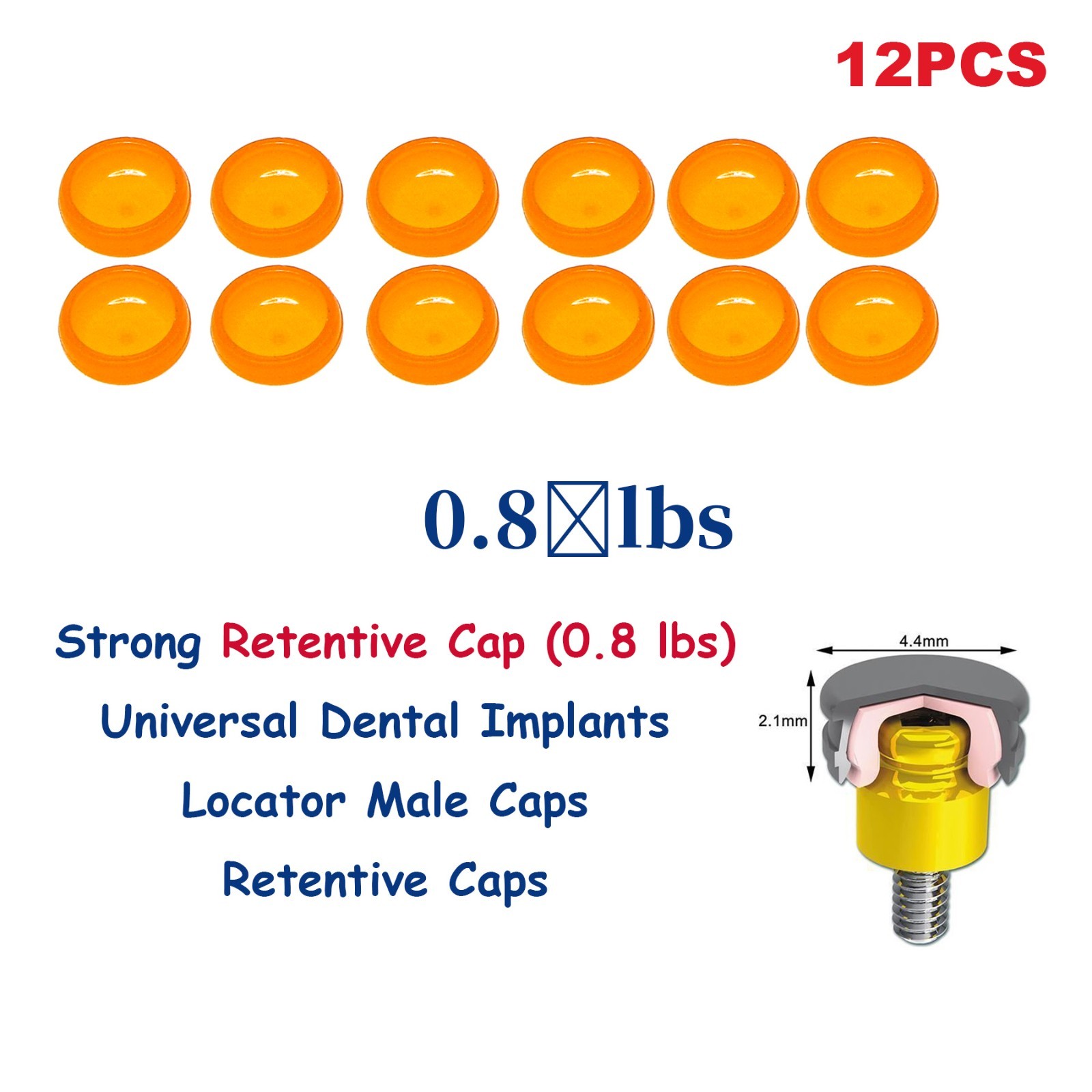 US 12Pcs/Set Dental Overdenture Locator Abutments Retention Caps Implant Inserts