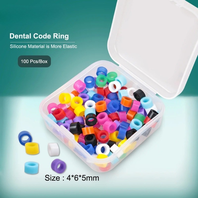 Dental Silicone Code Rings Instrument Autoclavable 135ºC Assorted Color 100 Pcs