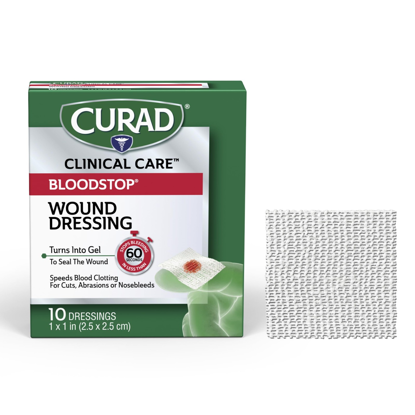 CURAD BloodStop® Wound Dressing | 1” x | 10 Count (Pack of 1), Cur0055