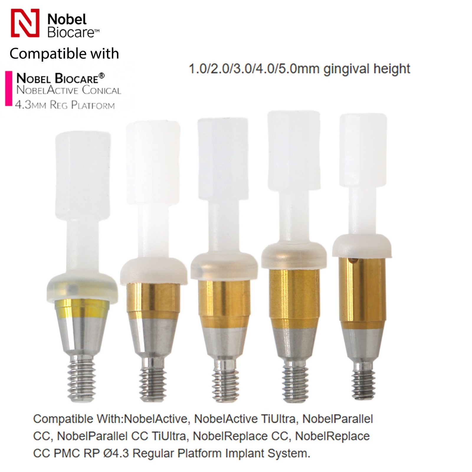 US Locator Abutment NP/RP 1-5.0mm GH Compatible Nobel Biocare Conical Connection