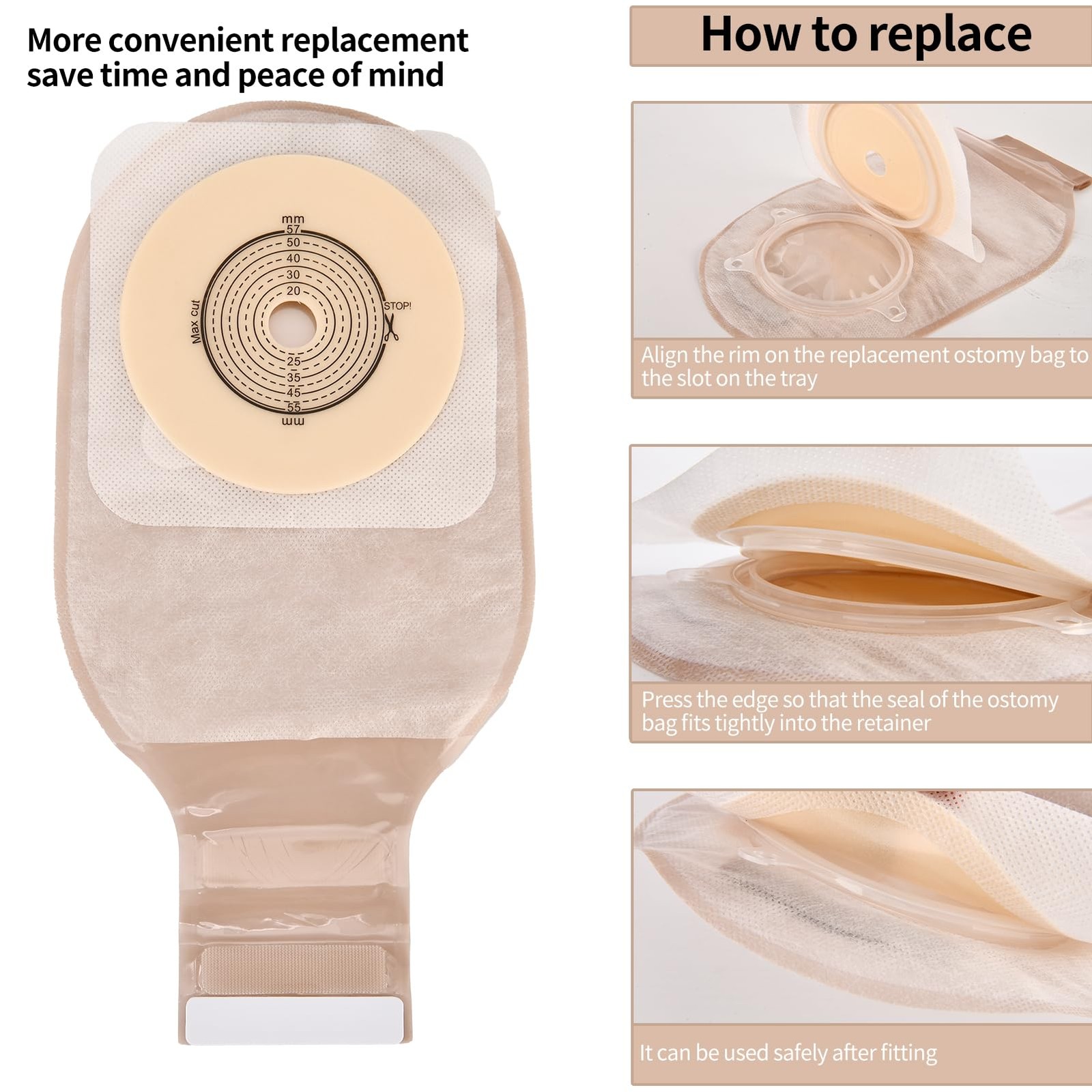21 PCS Colostomy Bags,Ostomy Supplies, Two Piece Drainable Ostomy 57mm, Beige