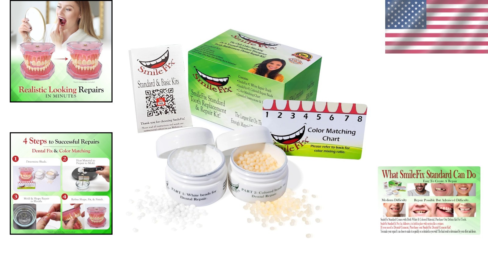 Dental Repair Kit Color Matching Compound Fix Gaps Broken Teeth Home Use