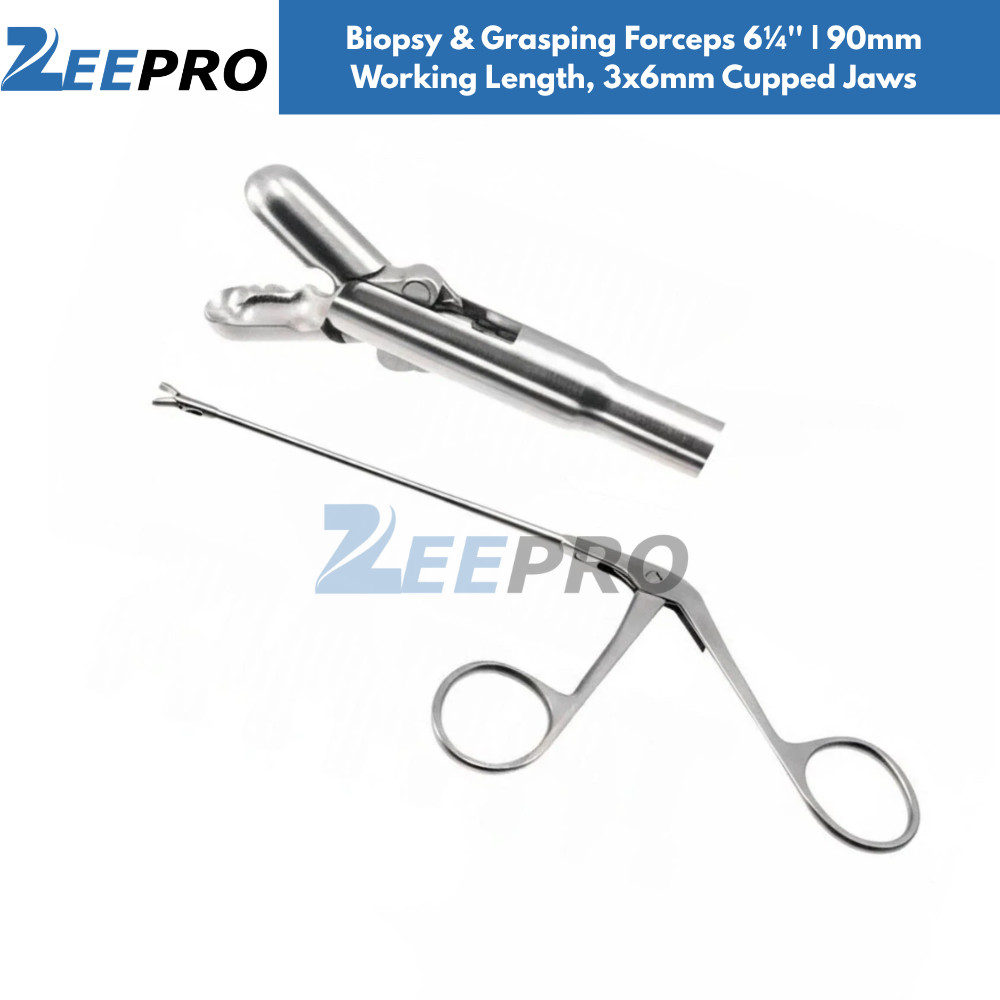 Biopsy & Grasping Forceps 6¼” | 90mm Working Length, 3x6mm Cupped Jaws