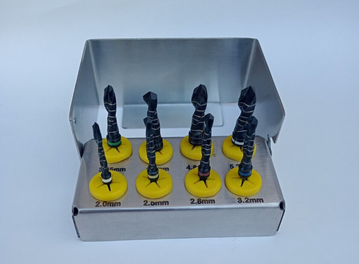 8 Pcs Titanium-Coated Dental Drill Kit – Lab & Practice Use CE Marked