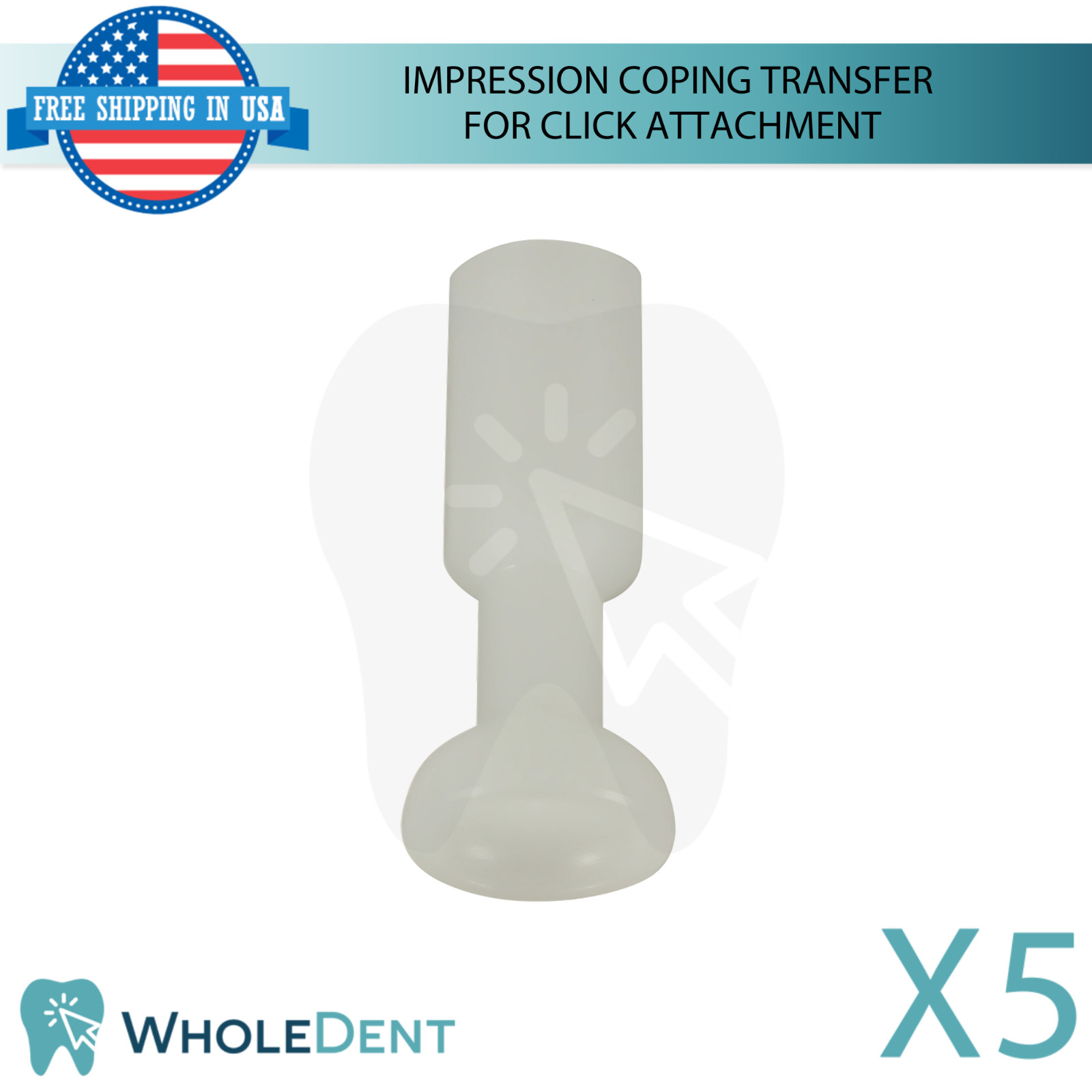 5x Dental Click Attachment Impression Coping Transfer Conical Int Hex System