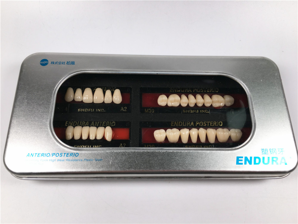 1 Box of SHOFU ENDURA Dental Denture False Teeth Resin A2 M28 M30 M32 Plastic