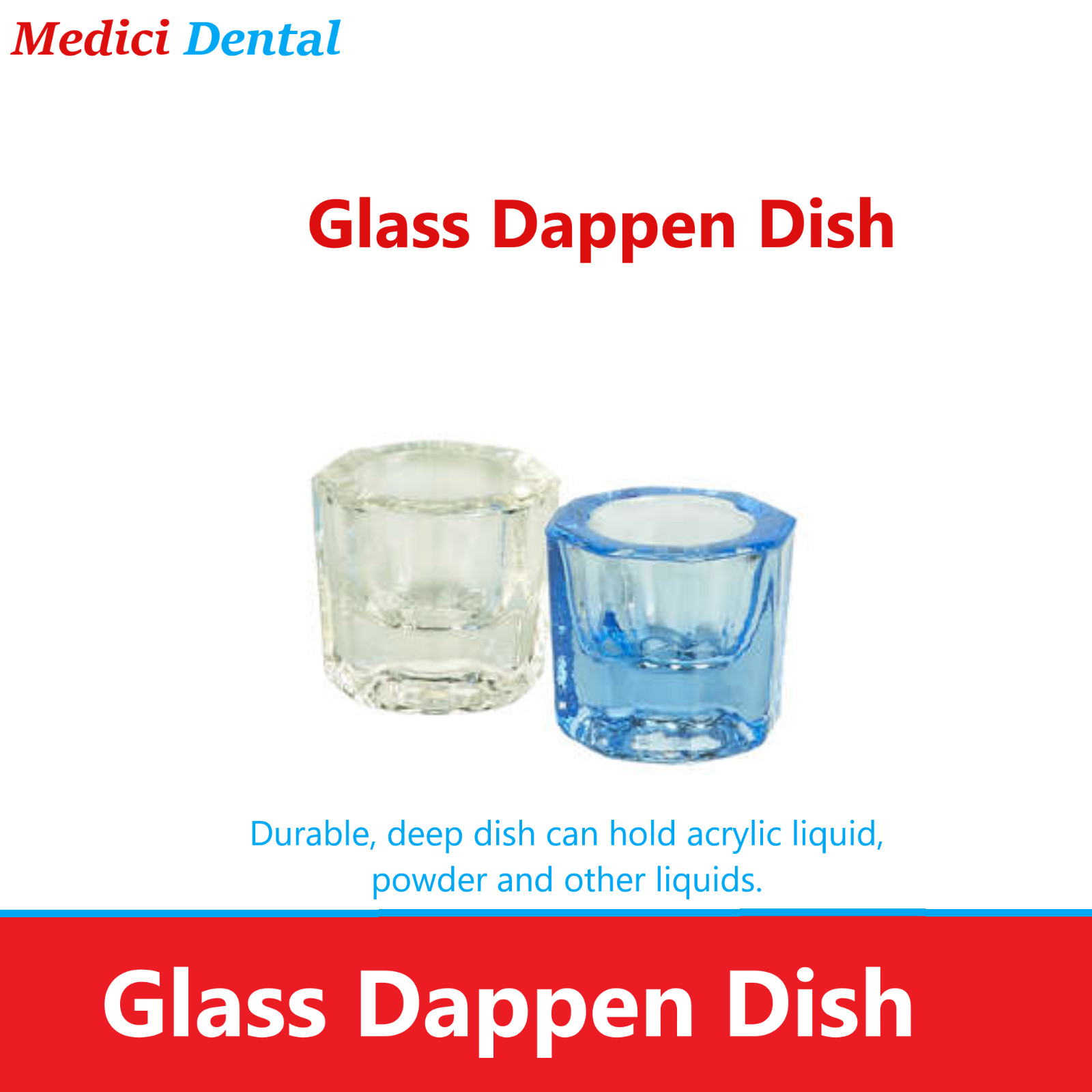 Dental Glass Dappen Dish Can hold acrylic liquid, powder and other liquids, 1 Ea